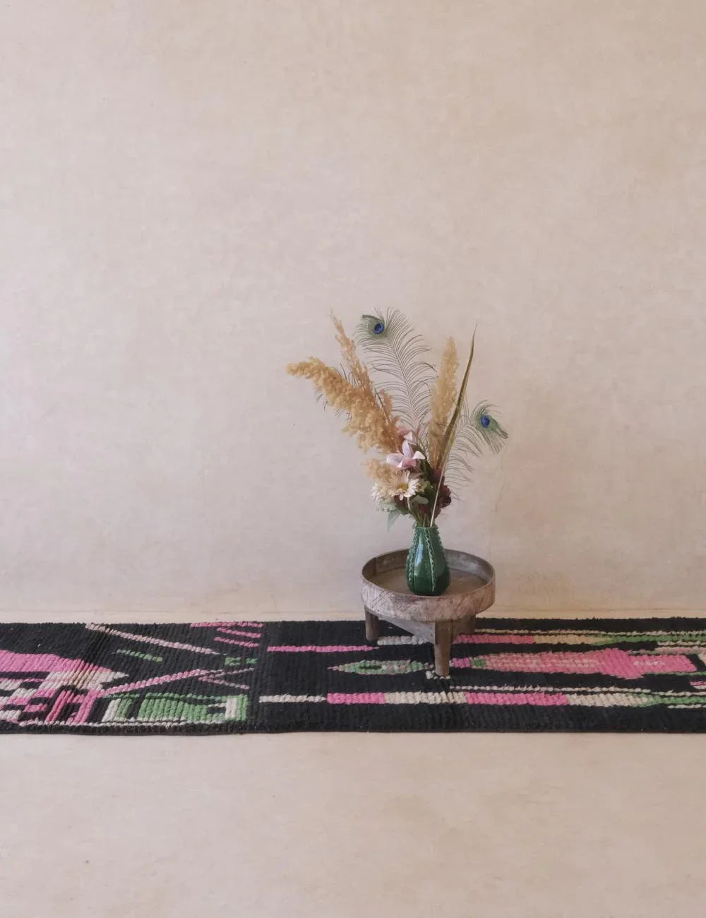 Black Modern Moroccan Runner Rug 11.3 x 2.4 ft / 344 x 74 cm