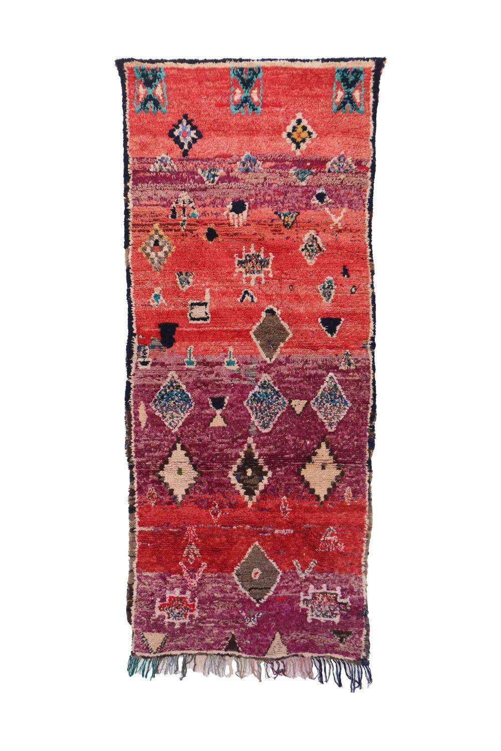 Moroccan Abstract Berber Runner Rug 8.9 x 3.6 ft / 270 x 112 cm - Surcoma