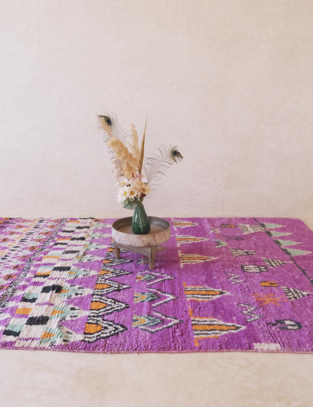 Purple Handwoven Berber Wool Rug 9.9 x 6.5 ft / 303 x 200 cm