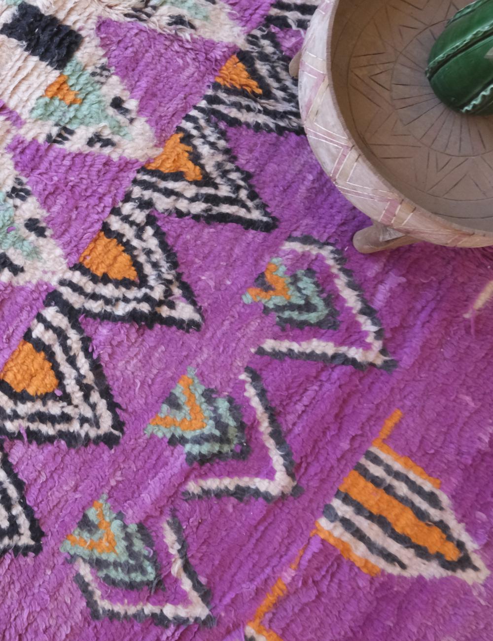 Purple Handwoven Berber Wool Rug 9.9 x 6.5 ft / 303 x 200 cm