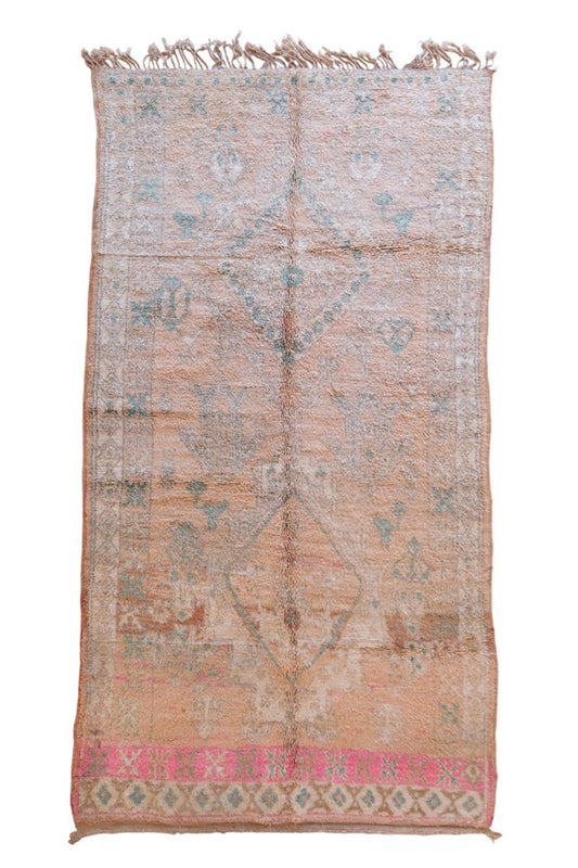 1980s Moroccan Handwoven Wool Rug 13.7 x 6.8 ft / 418 x 210 cm - Surcoma