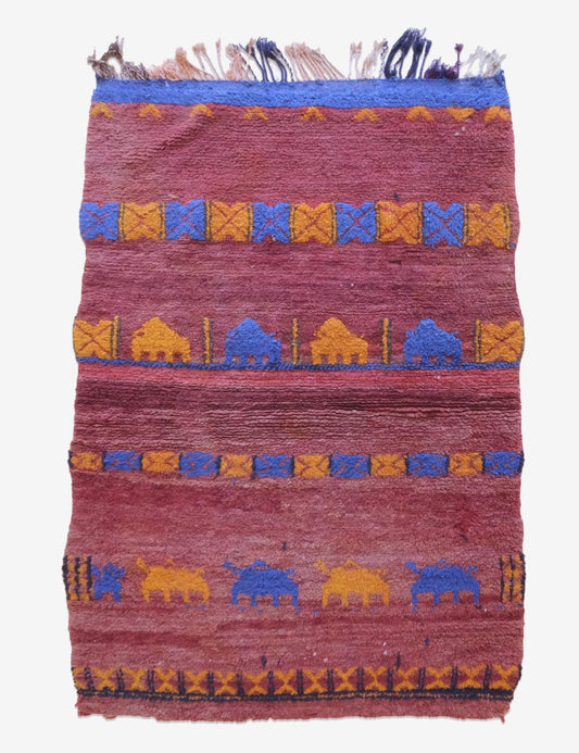 Tribal Moroccan Accent Rug 5 x 3.5 ft / 153 x 107 cm - Surcoma