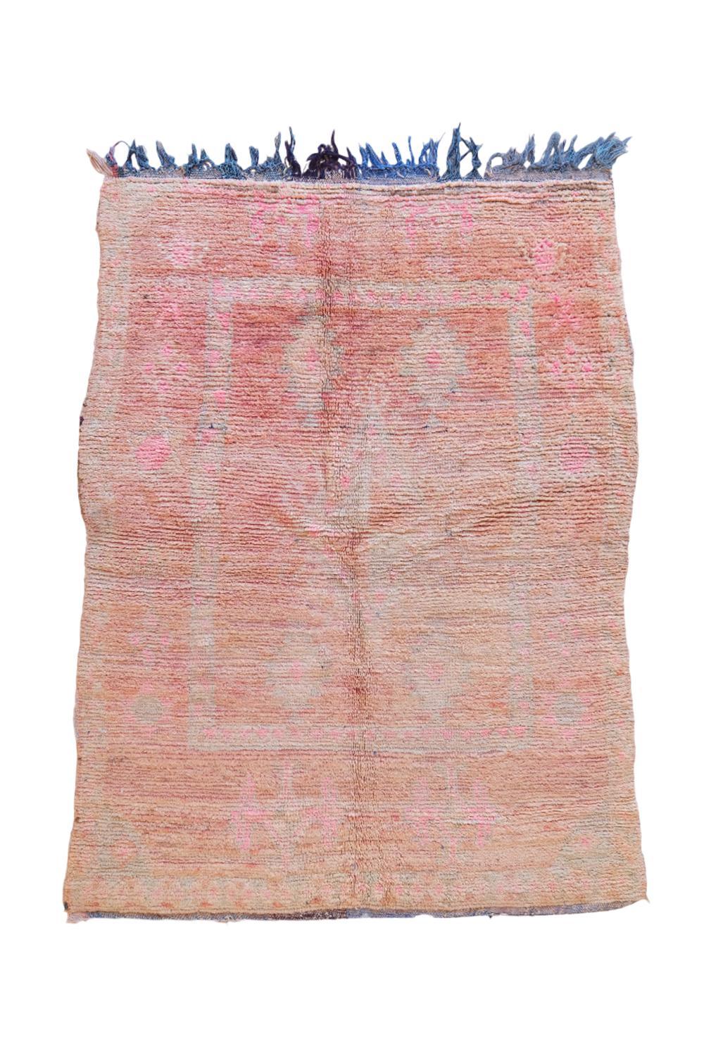 Faded Pink Moroccan Rug 6.5 x 4.6 ft / 199 x 141 cm - Surcoma