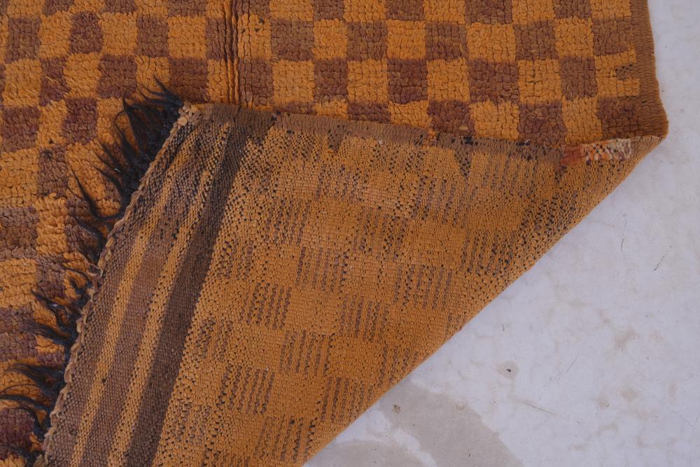 Orange Checkered Moroccan Rug 11.3 x 4.2 ft / 344 x 128 cm - Surcoma