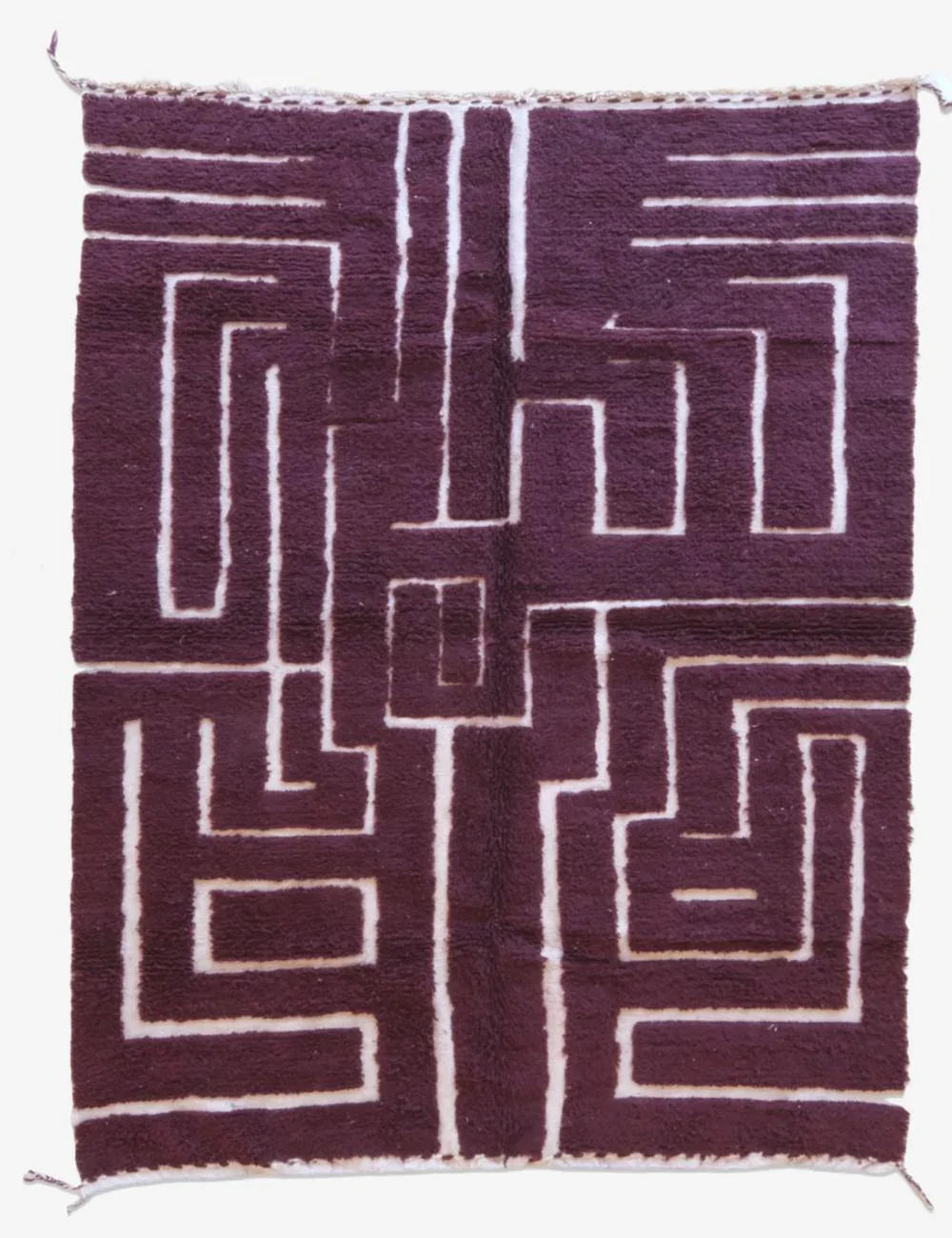Burgundy Textured Moroccan Wool Rug 9.3 x 6.8 ft / 282 x 210 cm - Surcoma