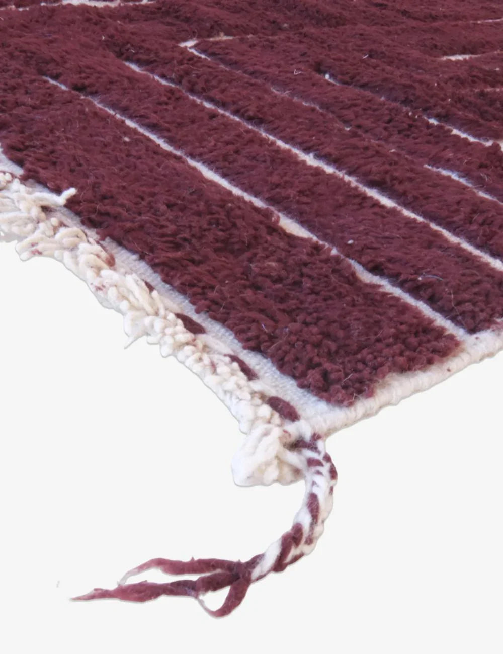 Burgundy Textured Moroccan Wool Rug 9.3 x 6.8 ft / 282 x 210 cm - Surcoma