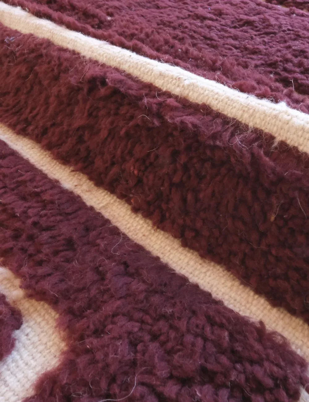 Burgundy Textured Moroccan Wool Rug 9.3 x 6.8 ft / 282 x 210 cm - Surcoma