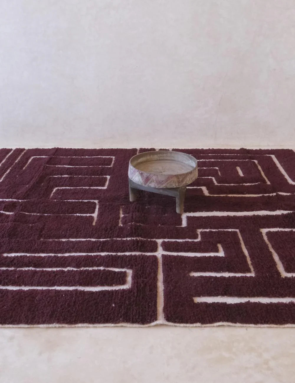 Burgundy Textured Moroccan Wool Rug 9.3 x 6.8 ft / 282 x 210 cm - Surcoma