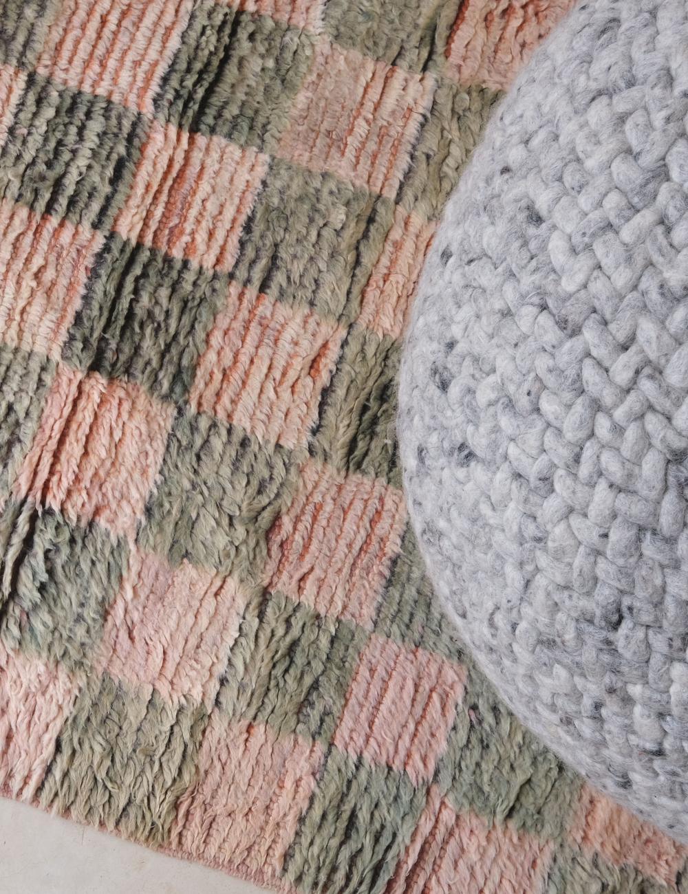 Checkered Vintage Moroccan Runner Rug 10.4 x 3.5 ft / 316 x 109 cm - Surcoma