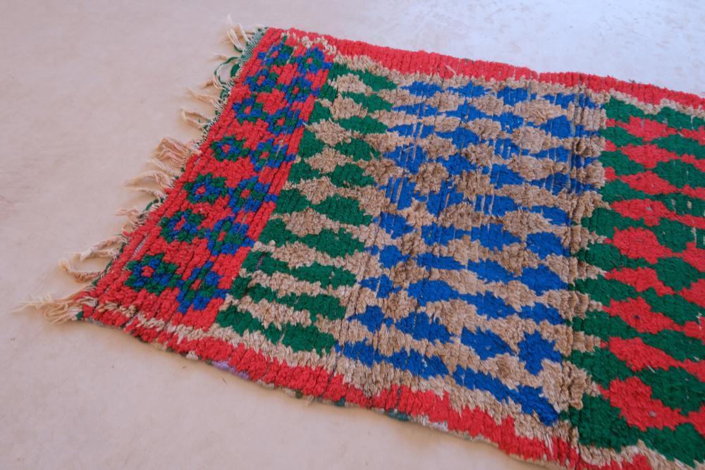 Colorful Handknotted Moroccan Boujad Rug 7.9 x 3.25 ft / 241 x 99 cm - Surcoma