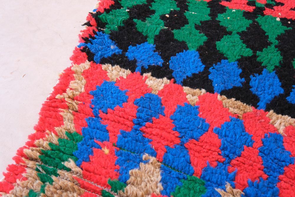 Colorful Handknotted Moroccan Boujad Rug 7.9 x 3.25 ft / 241 x 99 cm - Surcoma