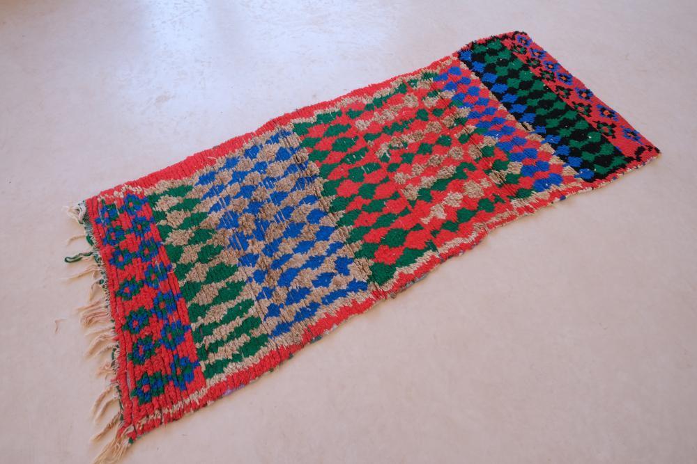 Colorful Handknotted Moroccan Boujad Rug 7.9 x 3.25 ft / 241 x 99 cm - Surcoma
