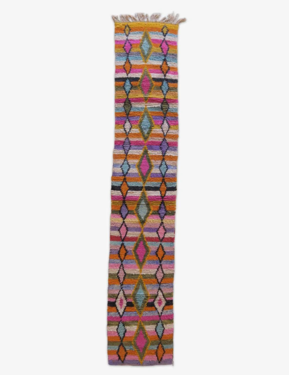 Colorful Moroccan Runner Rug 12.8 x 2.36 ft / 391 x 72 cm