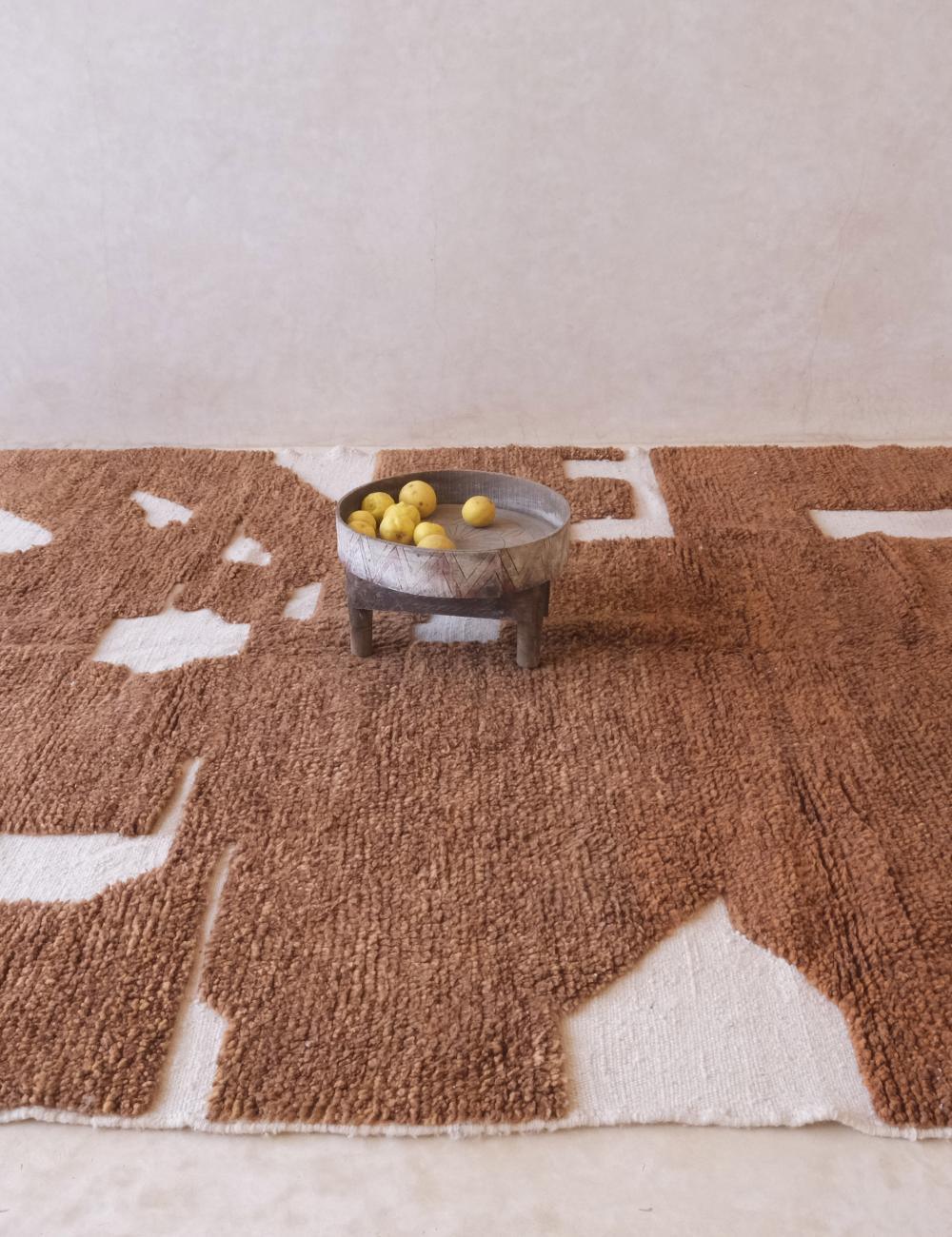 Mocha Brown Moroccan Wool Rug 9.3 x 7.2 ft / 283 x 220 cm - Surcoma