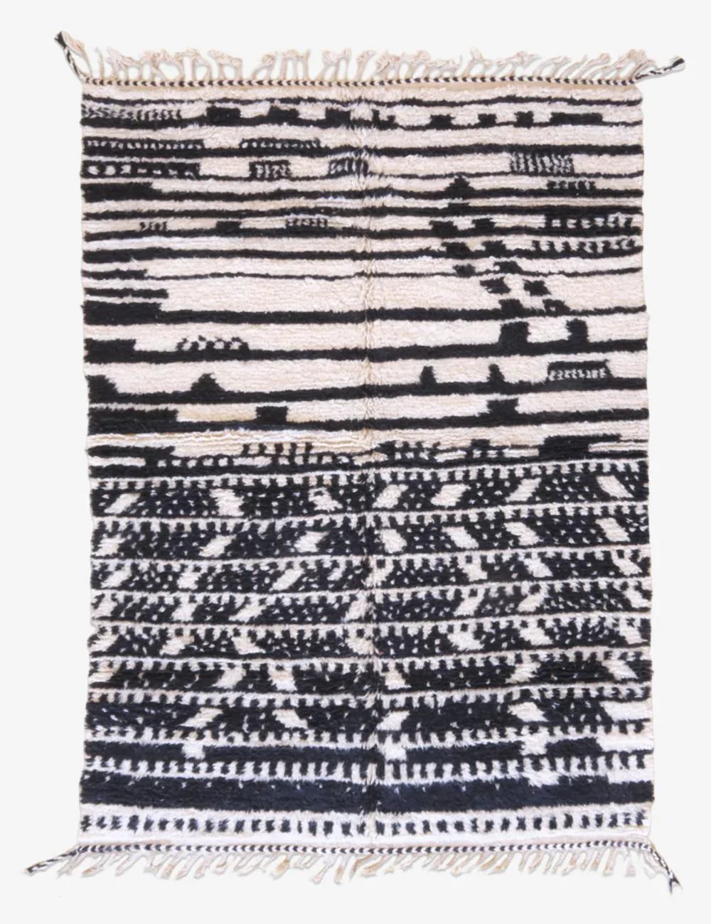 Moroccan Black and White Abstract Rug 8.8 x 6.04 ft / 267 x 184 cm - Surcoma