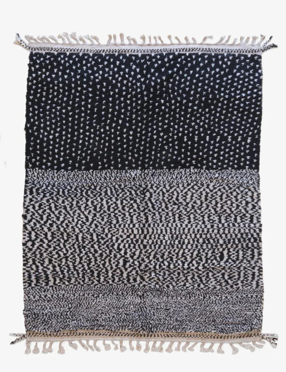 Black Polka Dots Moroccan Wool Rug 9.6 x 7.5 ft / 294 x 230 cm - Surcoma