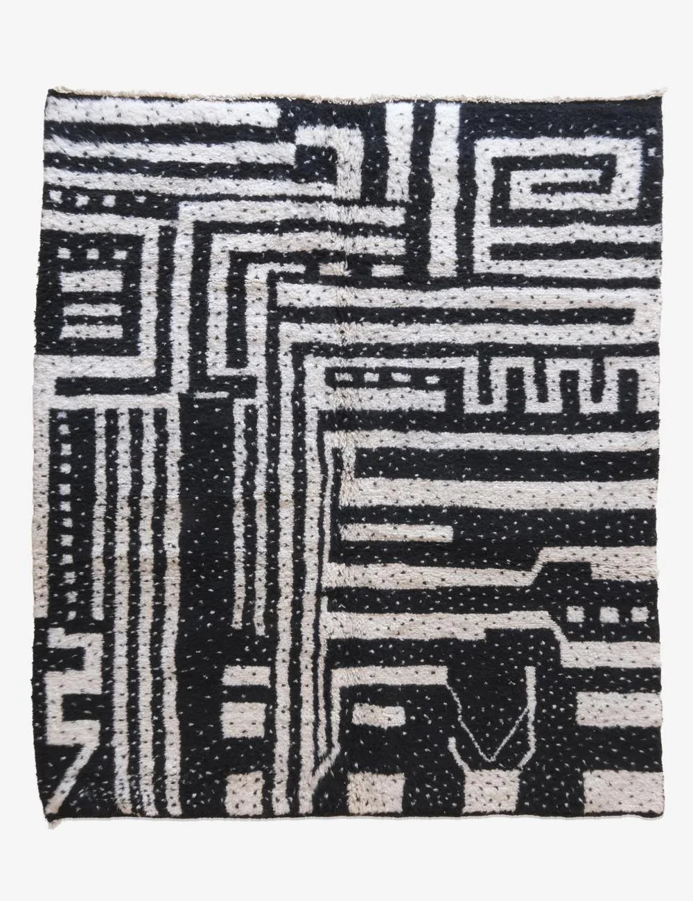 Black and White Moroccan Wool Rug 9 x 7.1 ft / 274 x 218 cm - Surcoma