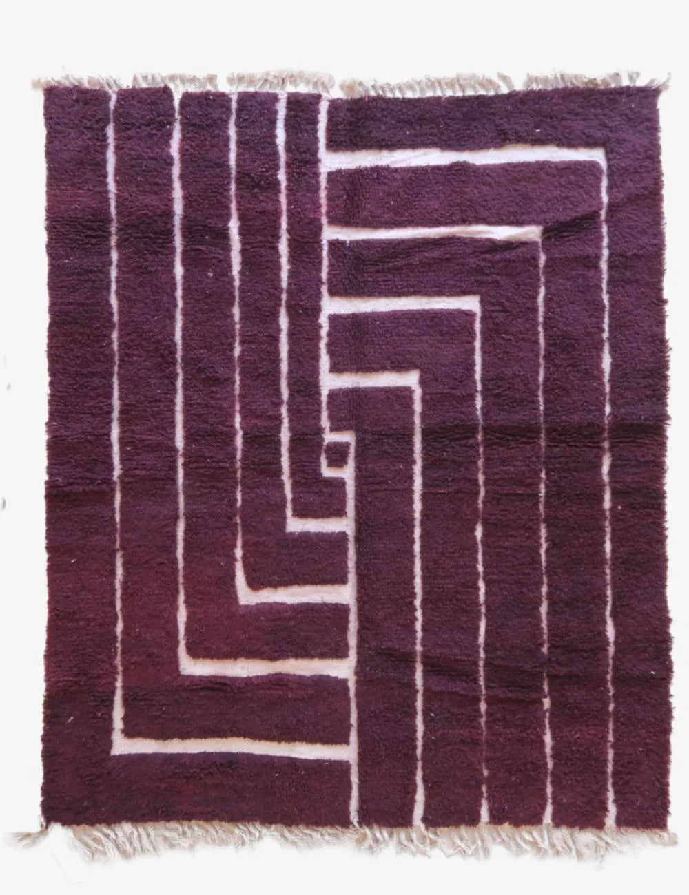 Deep Burgundy Moroccan Wool Rug 9.3 x 7.5 ft / 284 x 231 cm - Surcoma