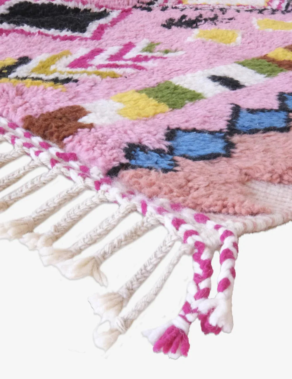 Moroccan Pink Berber Wool Rug 6.8 x 5.2 ft / 206 x 160 cm - Surcoma