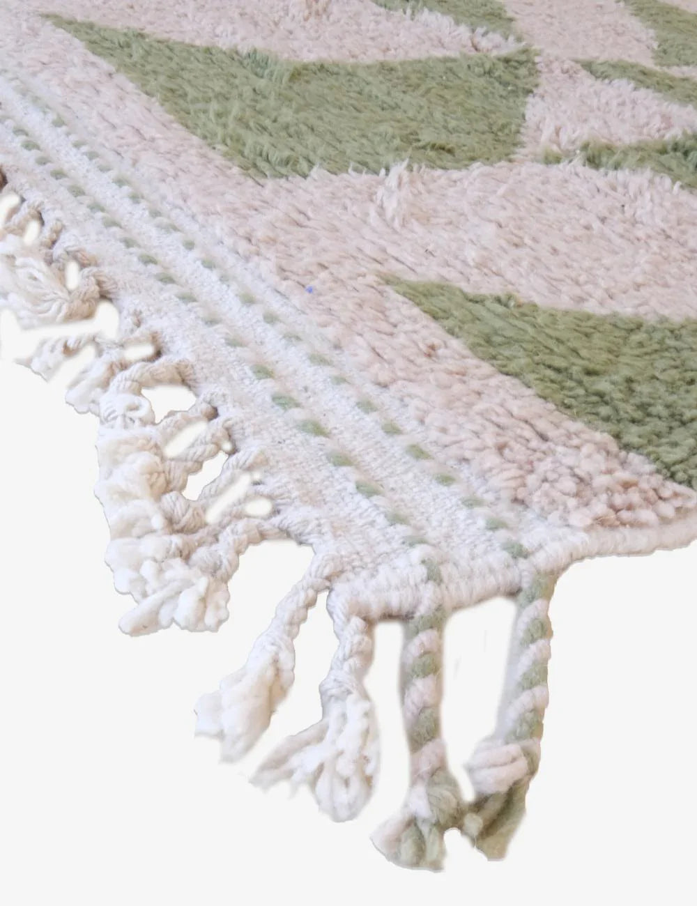 Moroccan Modern Green and Beige Rug 9.9 x 8.2 ft / 303 x 251 cm - Surcoma