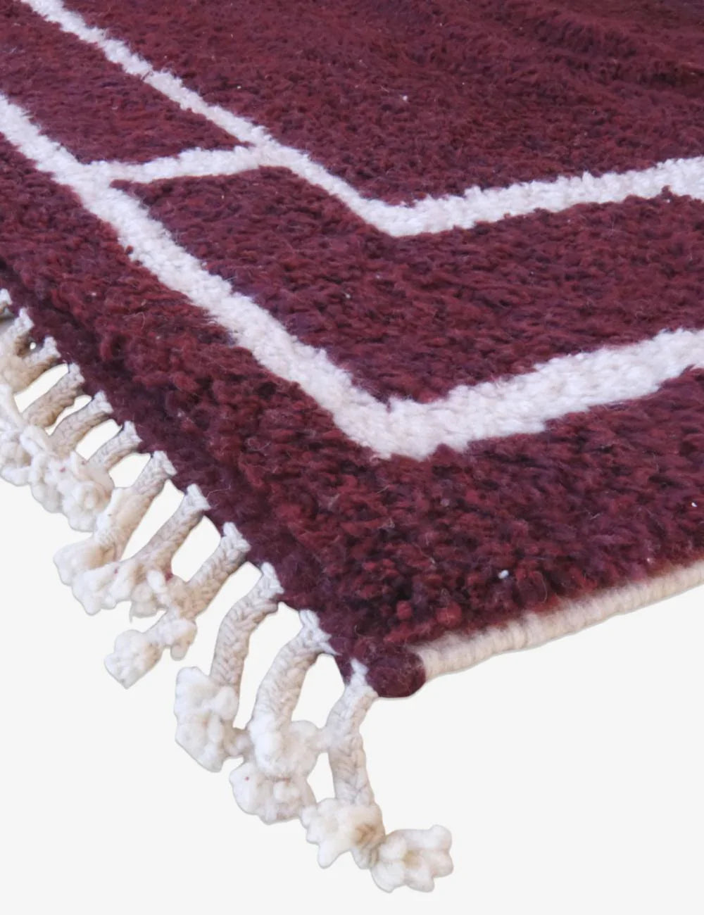Burgundy Moroccan Wool Rug 10 x 8.4 ft / 306 x 257 cm - Surcoma