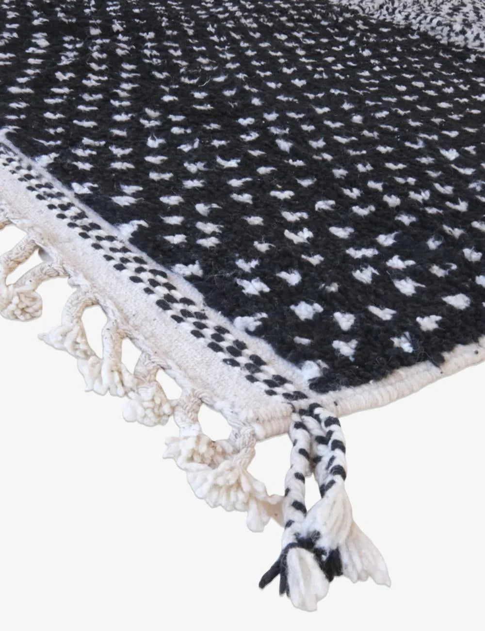 Black Polka Dots Moroccan Wool Rug 9.6 x 7.5 ft / 294 x 230 cm - Surcoma