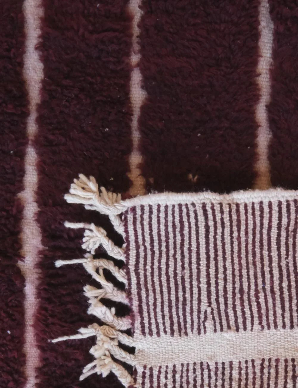 Deep Burgundy Moroccan Wool Rug 9.3 x 7.5 ft / 284 x 231 cm - Surcoma