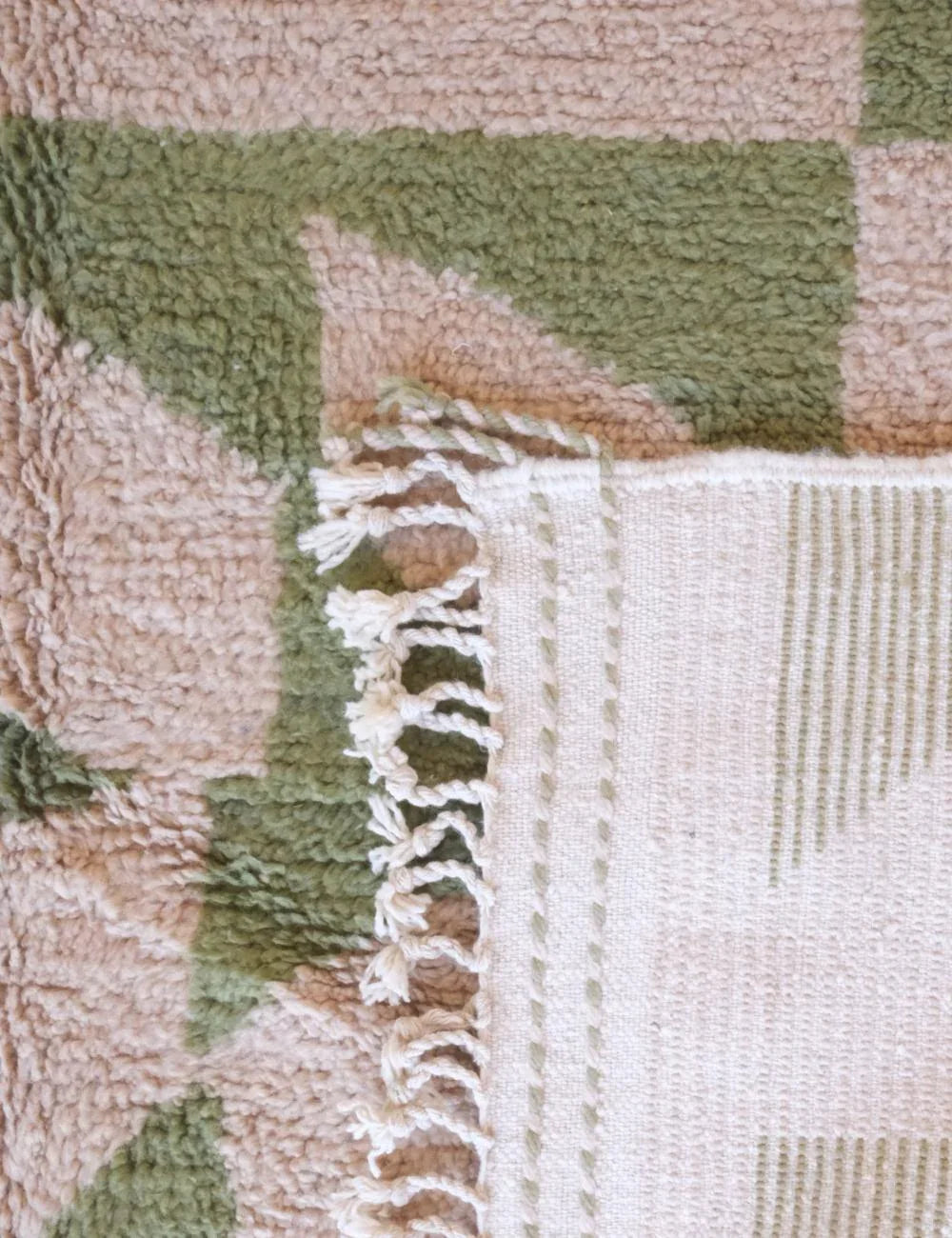 Moroccan Modern Green and Beige Rug 9.9 x 8.2 ft / 303 x 251 cm - Surcoma