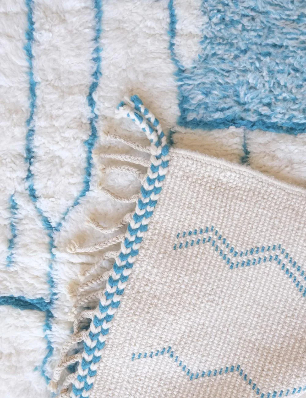 Moroccan Baby Blue Wool Rug 9.2 x 7 ft / 280 x 214 cm - Surcoma