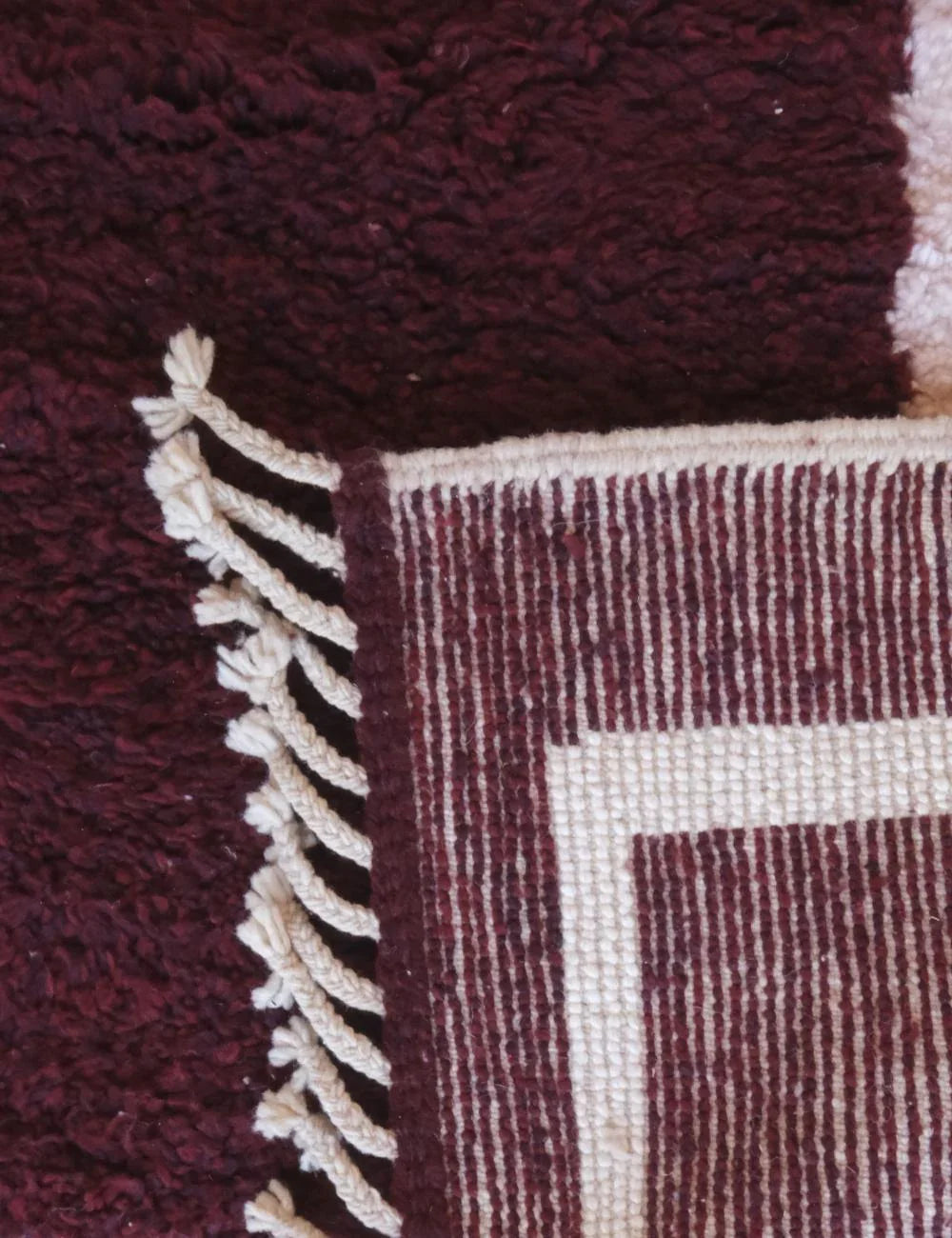 Burgundy Moroccan Wool Rug 10 x 8.4 ft / 306 x 257 cm - Surcoma
