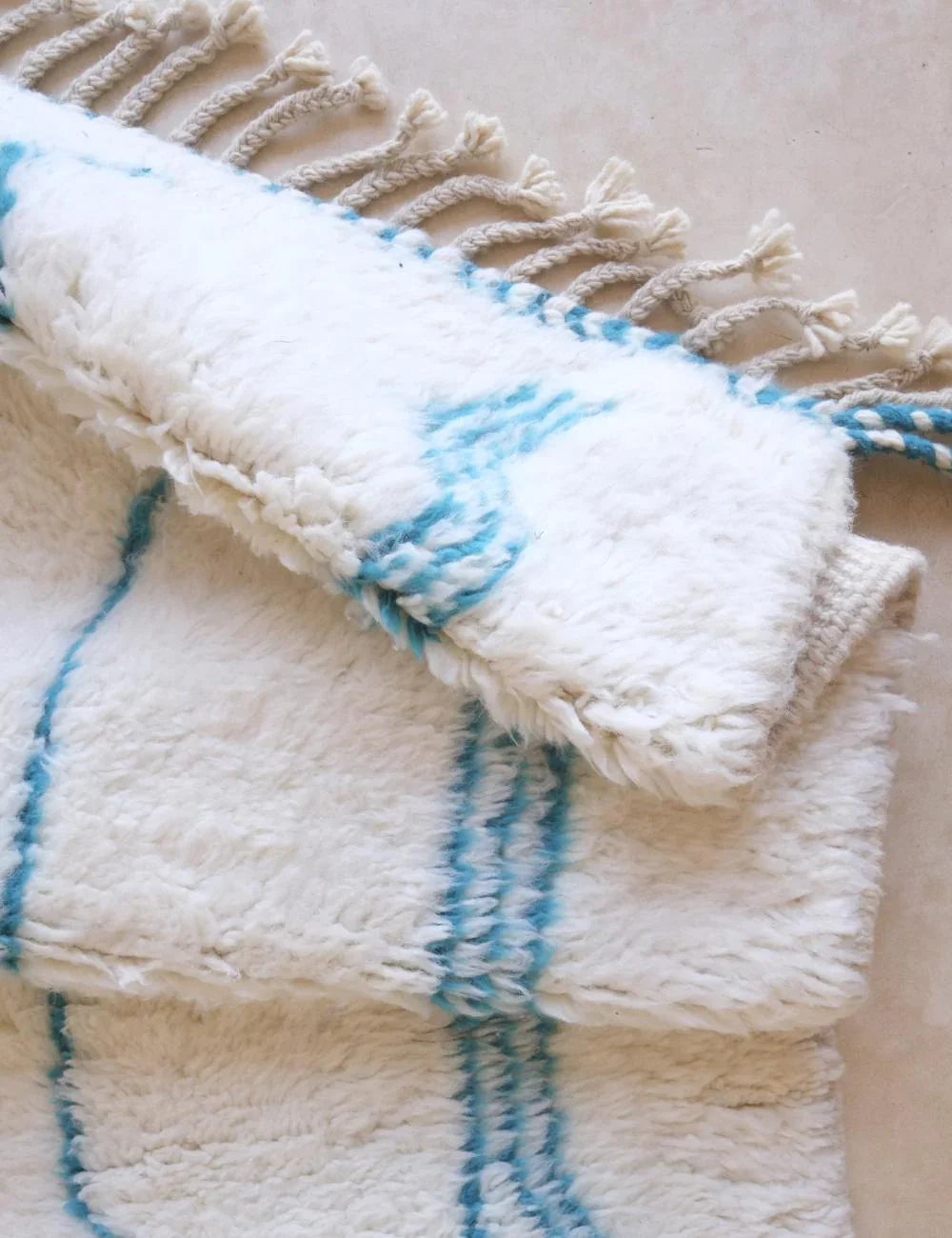Moroccan Baby Blue Wool Rug 9.2 x 7 ft / 280 x 214 cm - Surcoma