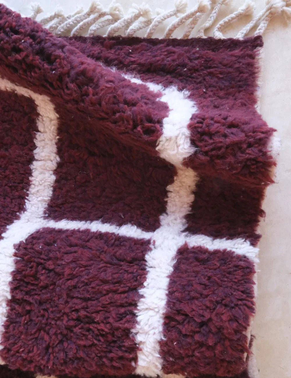 Burgundy Moroccan Wool Rug 10 x 8.4 ft / 306 x 257 cm - Surcoma