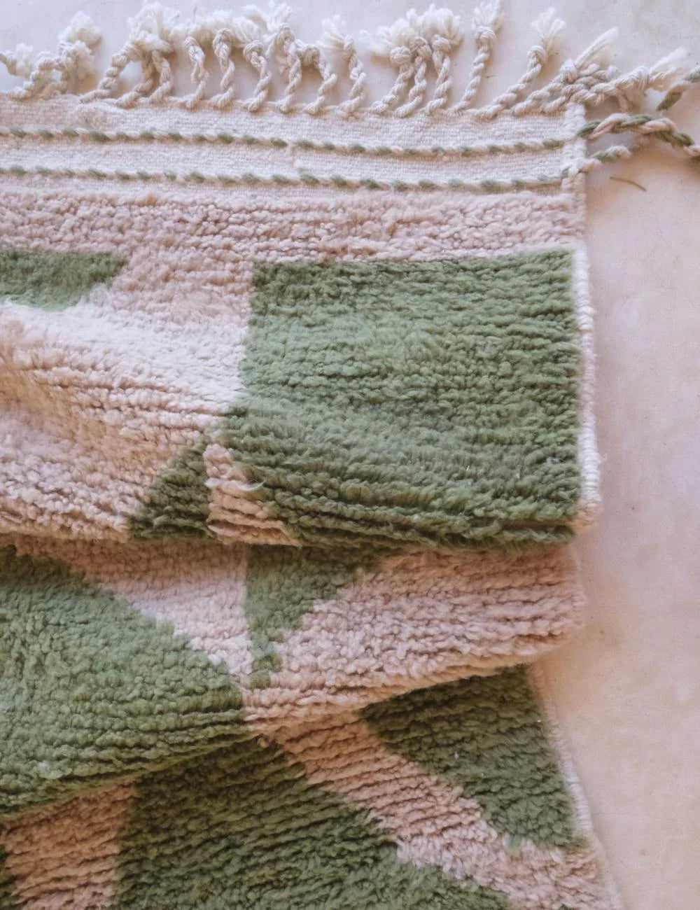 Moroccan Modern Green and Beige Rug 9.9 x 8.2 ft / 303 x 251 cm - Surcoma