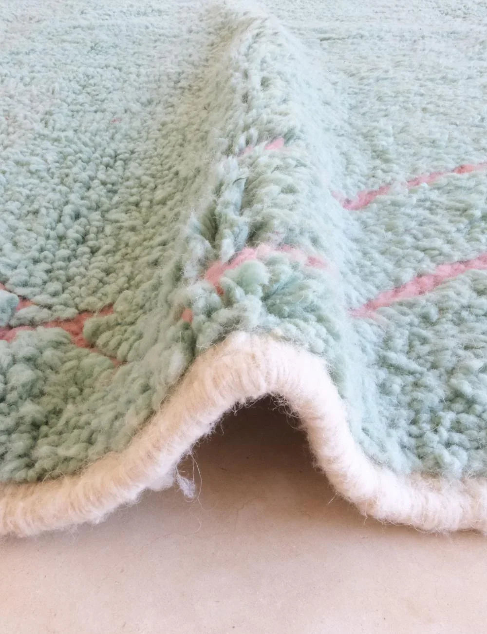 Moroccan Mint Green Wool Rug 7.9 x 6.8 ft / 242 x 210 cm - Surcoma