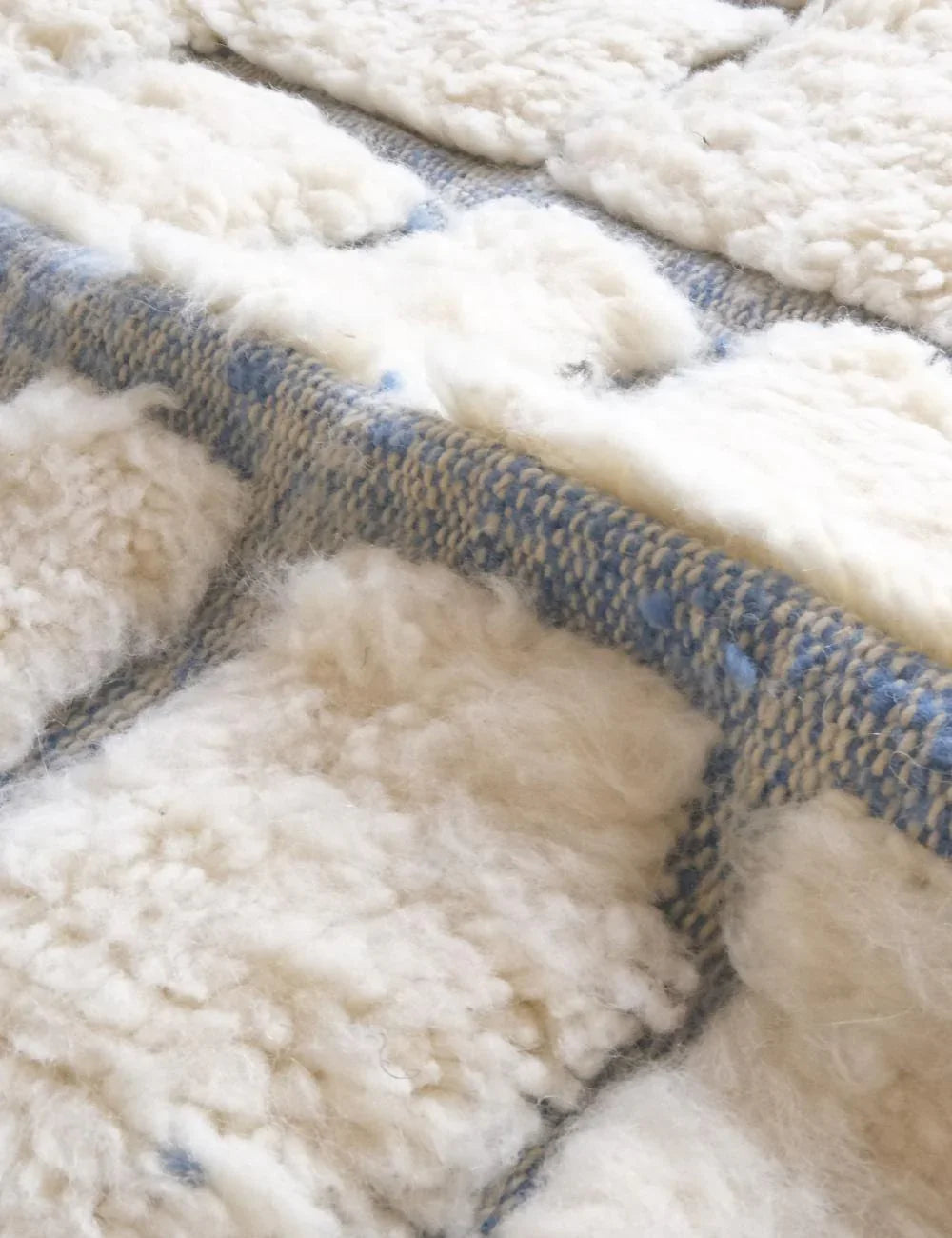 Beni Ourain White with Blue Rug 9 x 7.2 ft / 273 x 221 cm - Surcoma