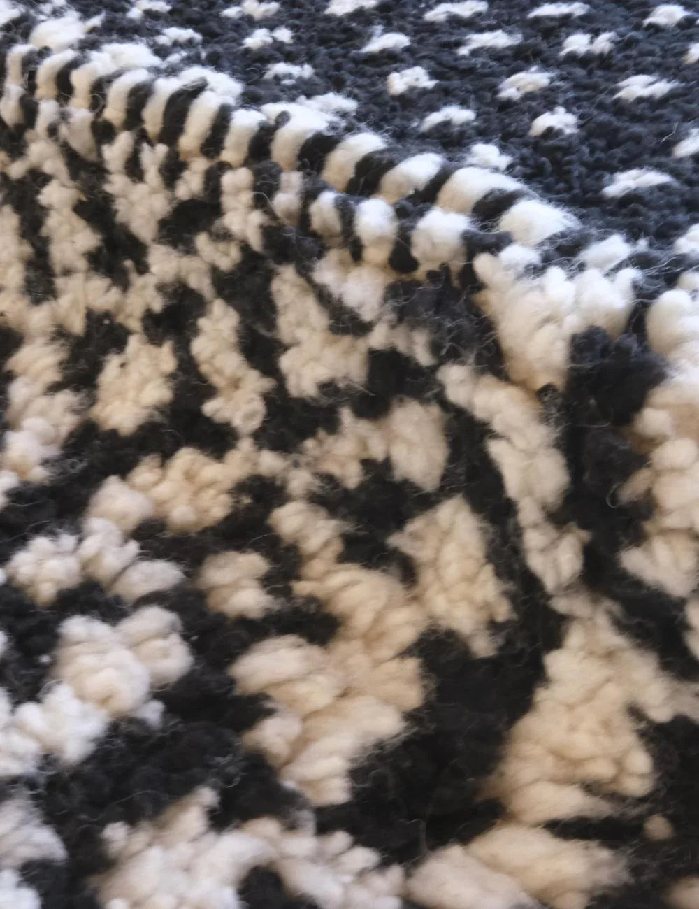 Black Polka Dots Moroccan Wool Rug 9.6 x 7.5 ft / 294 x 230 cm - Surcoma