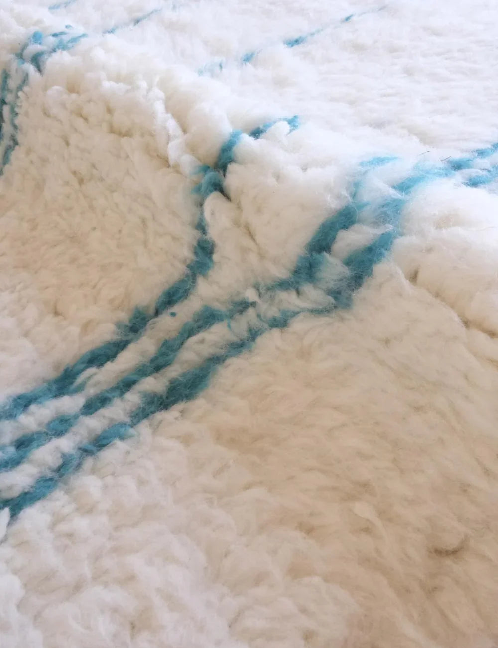 Moroccan Baby Blue Wool Rug 9.2 x 7 ft / 280 x 214 cm - Surcoma