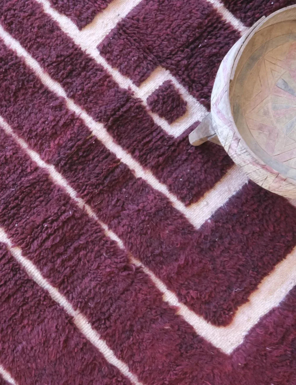 Deep Burgundy Moroccan Wool Rug 9.3 x 7.5 ft / 284 x 231 cm - Surcoma