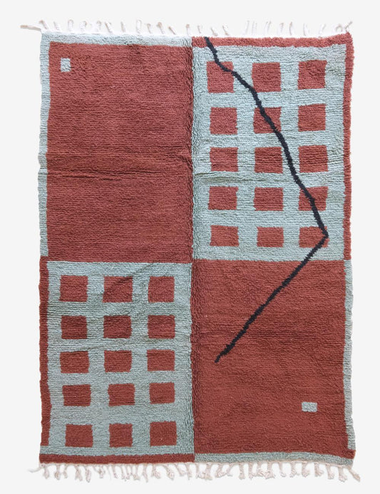 Brick Red Moroccan Rug 9.7 x 6.9 ft / 296 x 212 cm - Surcoma