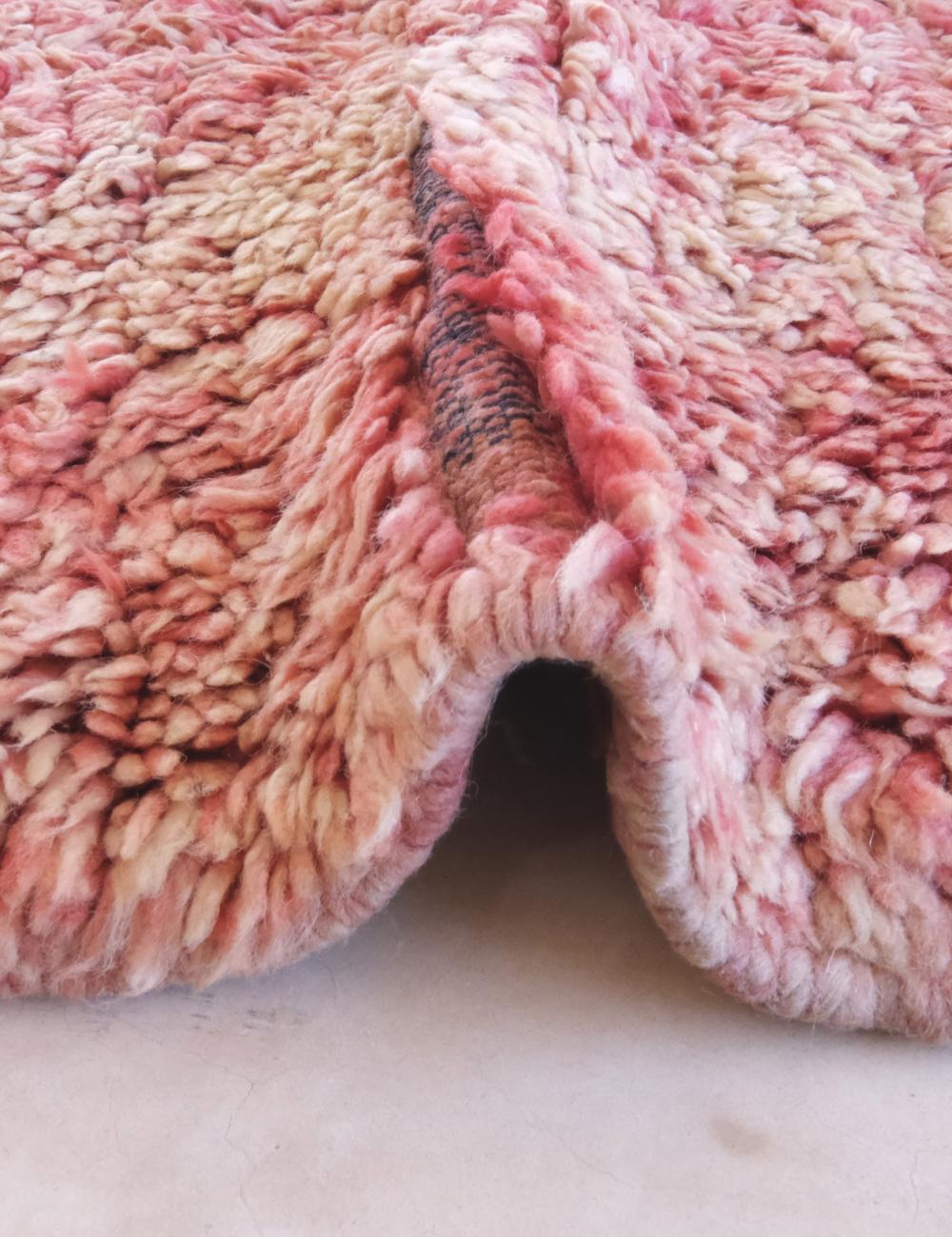 Faded Pink Solid Moroccan Rug 8.4 x 4.1 ft / 257 x 126 cm
