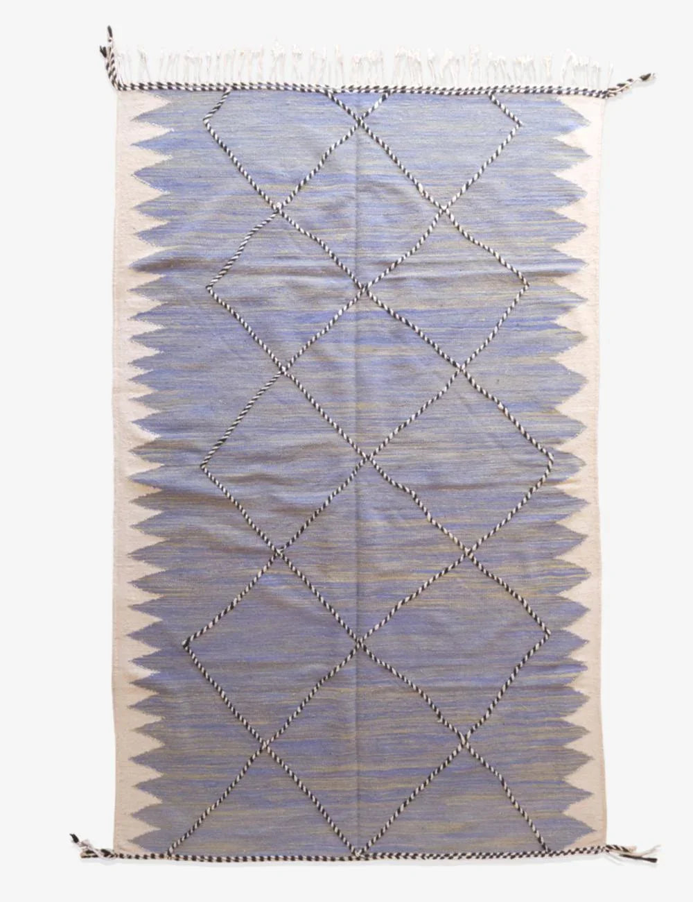 Flatwoven Blue Moroccan Kilim Rug 10.2 x 6.5 ft / 312 x 200 cm - Surcoma