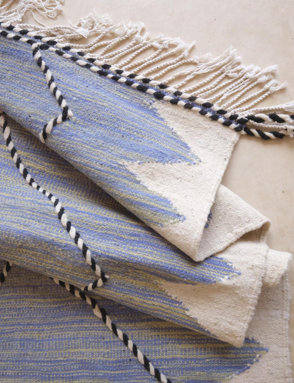 Flatwoven Blue Moroccan Kilim Rug 10.2 x 6.5 ft / 312 x 200 cm - Surcoma