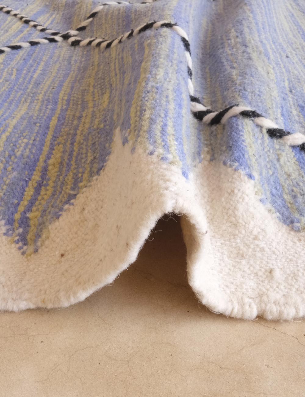Flatwoven Blue Moroccan Kilim Rug 10.2 x 6.5 ft / 312 x 200 cm