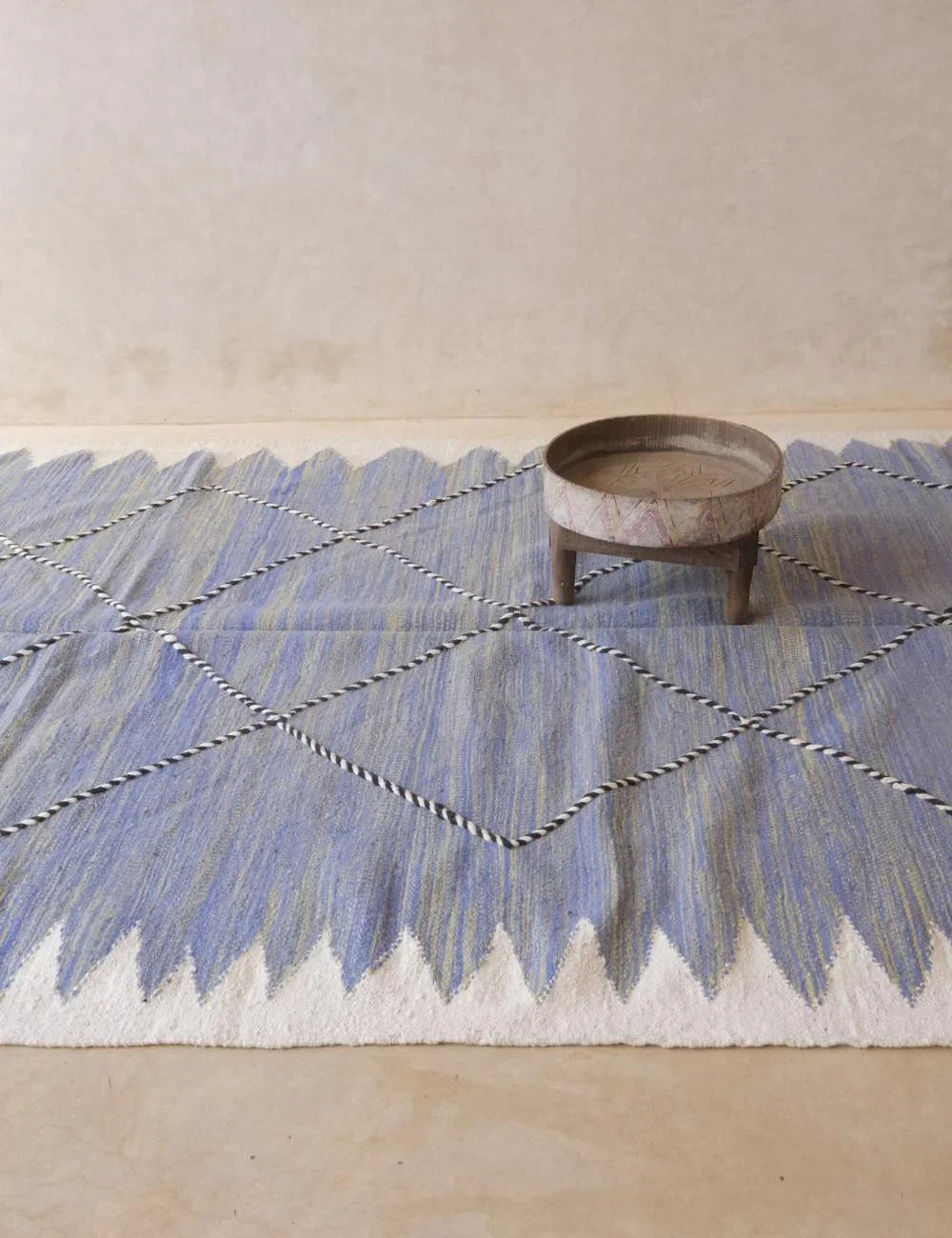 Flatwoven Blue Moroccan Kilim Rug 10.2 x 6.5 ft / 312 x 200 cm - Surcoma