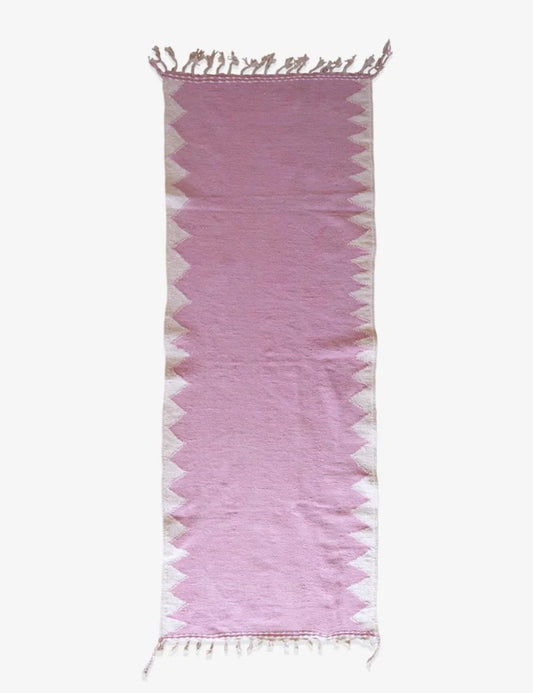Flatwoven Pink Moroccan Runner Rug 9.7 x 3.5 ft / 296 x 109 cm - Surcoma