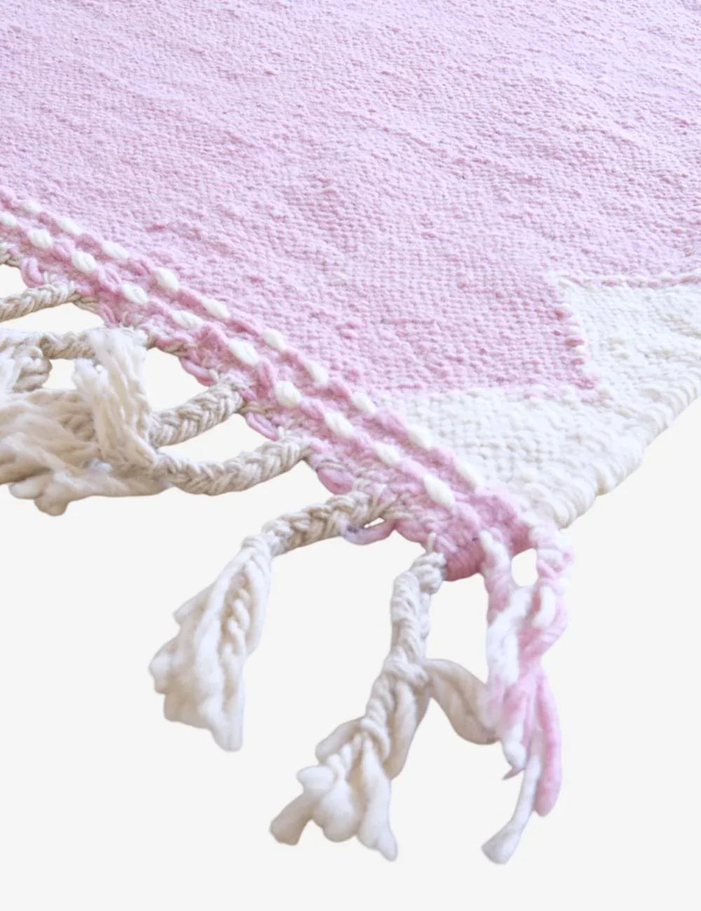 Flatwoven Pink Moroccan Runner Rug 9.7 x 3.5 ft / 296 x 109 cm - Surcoma