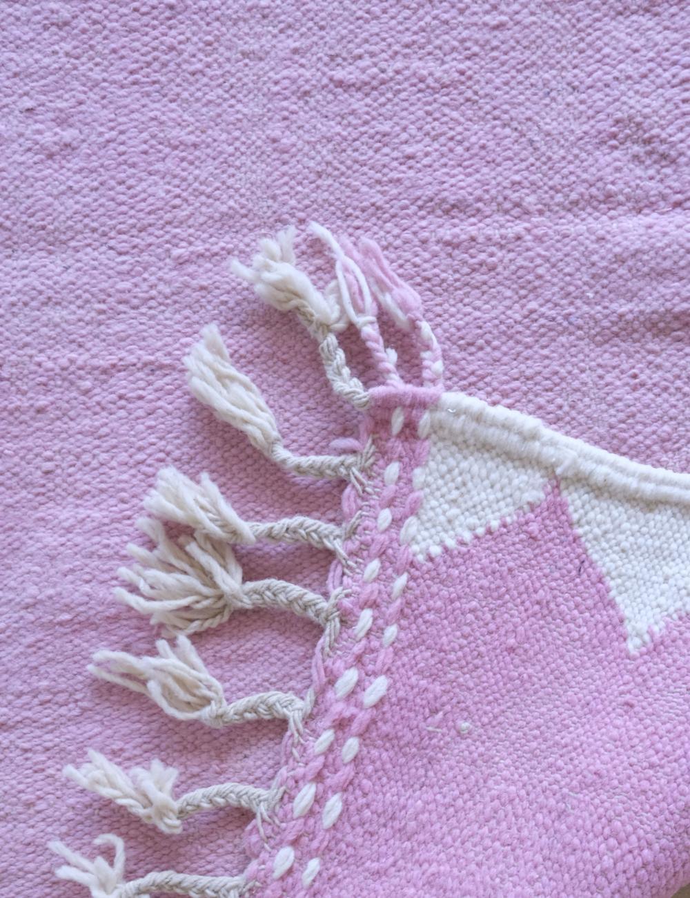 Flatwoven Pink Moroccan Runner Rug 9.7 x 3.5 ft / 296 x 109 cm - Surcoma