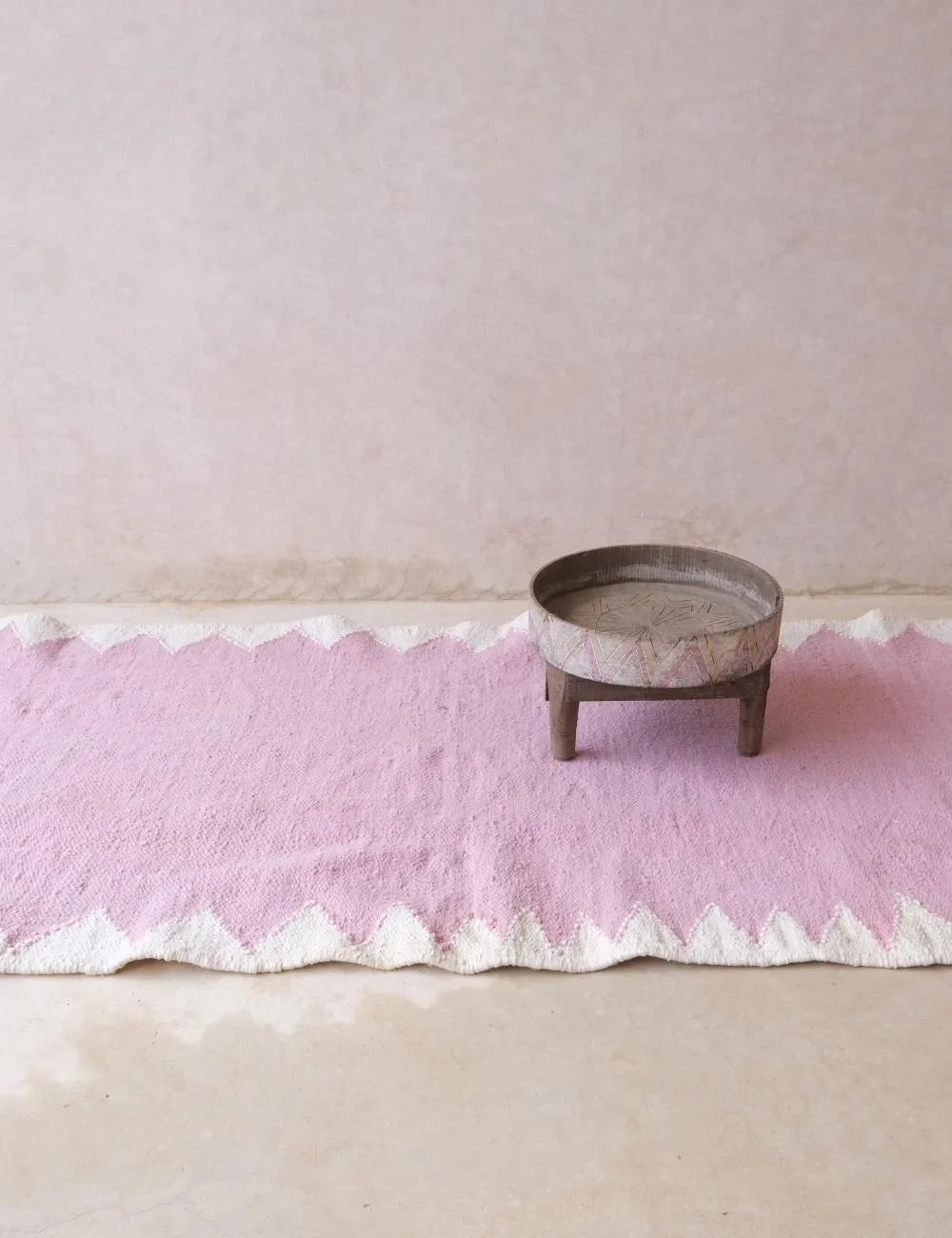 Flatwoven Pink Moroccan Runner Rug 9.7 x 3.5 ft / 296 x 109 cm - Surcoma
