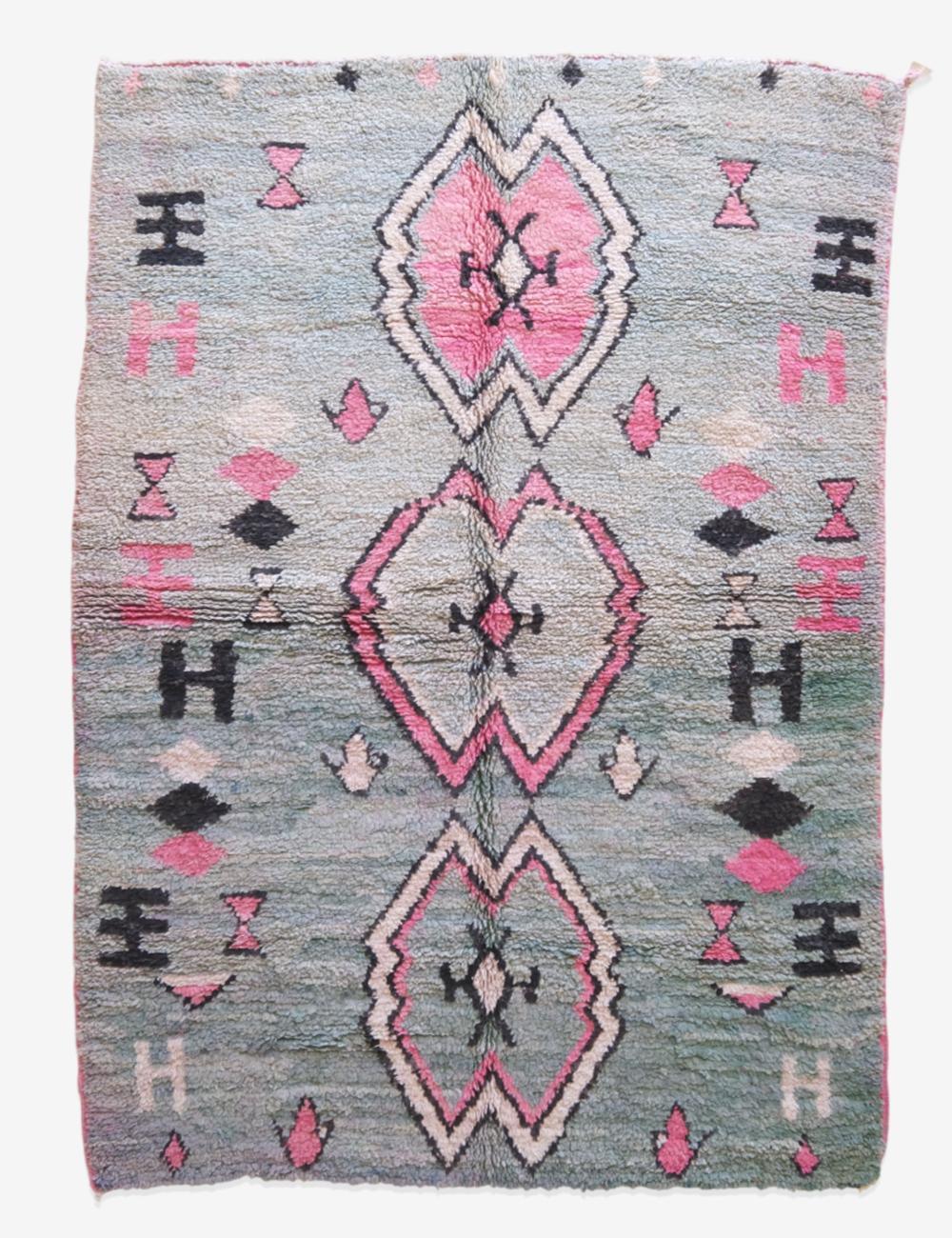 Green Boujad Wool Rug 7.3 x 5 ft / 223 x 155 cm - Surcoma