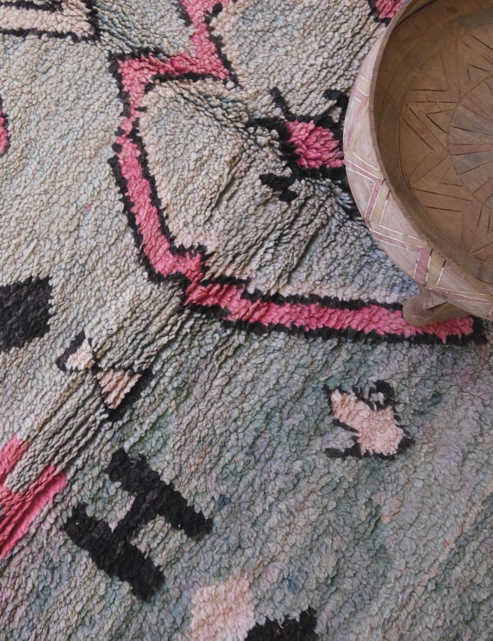 Green Boujad Wool Rug 7.3 x 5 ft / 223 x 155 cm - Surcoma